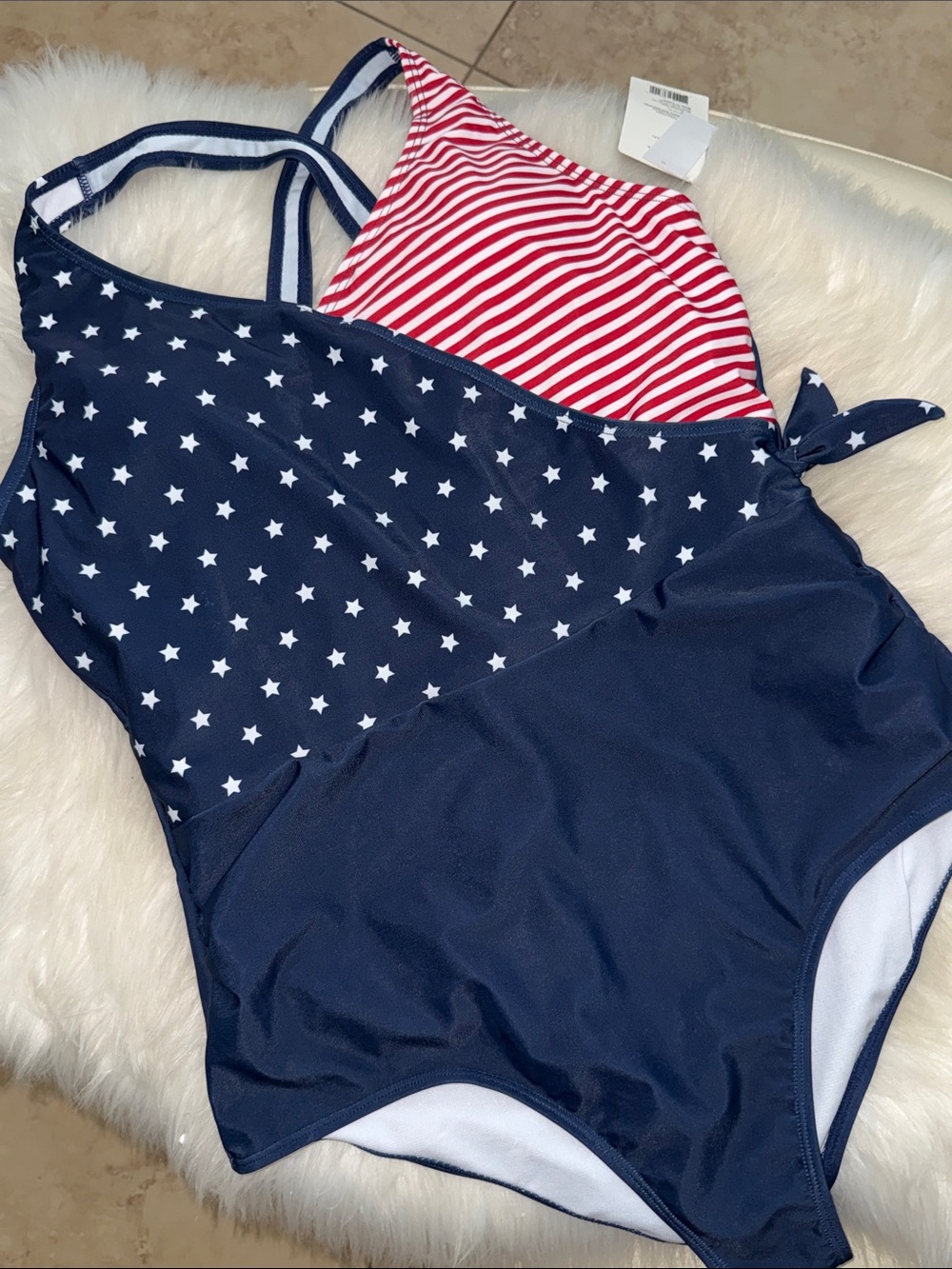 Navy & Red Stars-Stripes One-Piece Swimsuit nwt xl